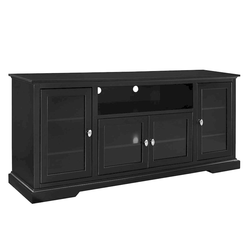 70-Inch Highboy TV Stand with Glass Doors & Cable Management, Espresso Finish, Fits TVs up to 80"
