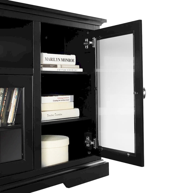 70-Inch Highboy TV Stand with Glass Doors & Cable Management, Espresso Finish, Fits TVs up to 80"