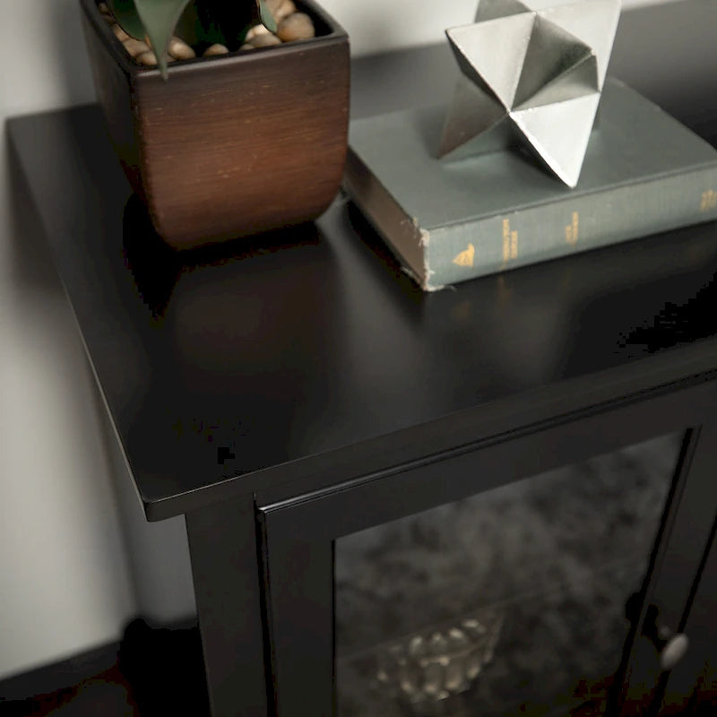 70-Inch Highboy TV Stand with Glass Doors & Cable Management, Espresso Finish, Fits TVs up to 80"