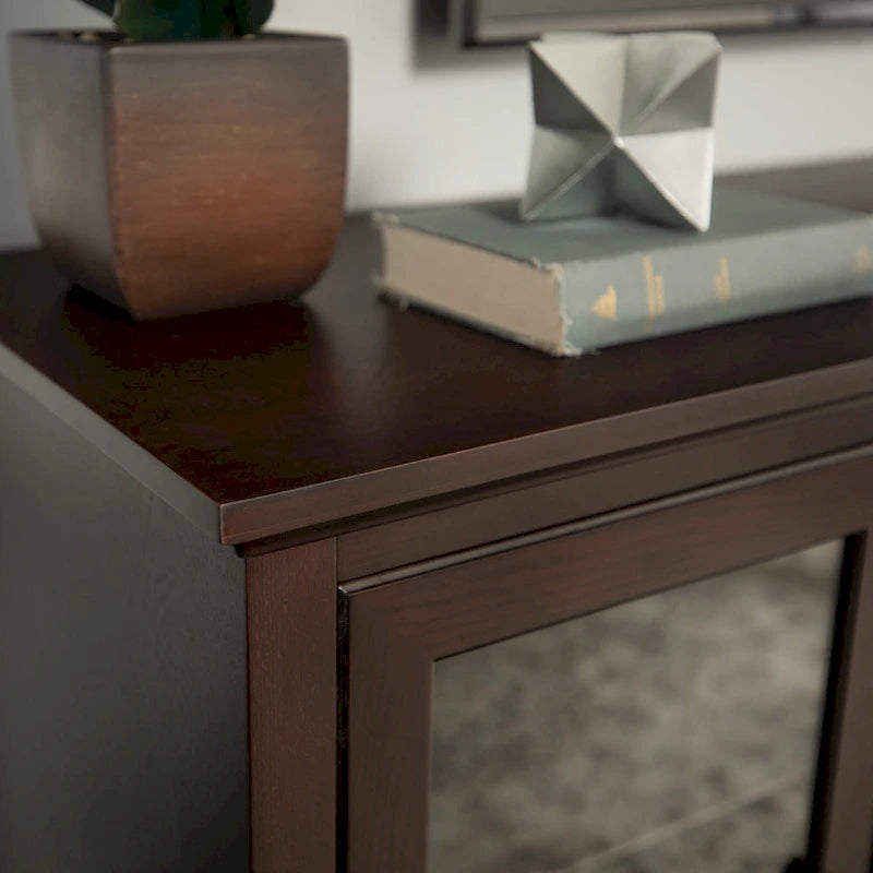 70-Inch Highboy TV Stand with Glass Doors & Cable Management, Espresso Finish, Fits TVs up to 80"
