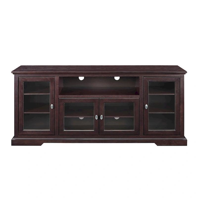 70-Inch Highboy TV Stand with Glass Doors & Cable Management, Espresso Finish, Fits TVs up to 80"
