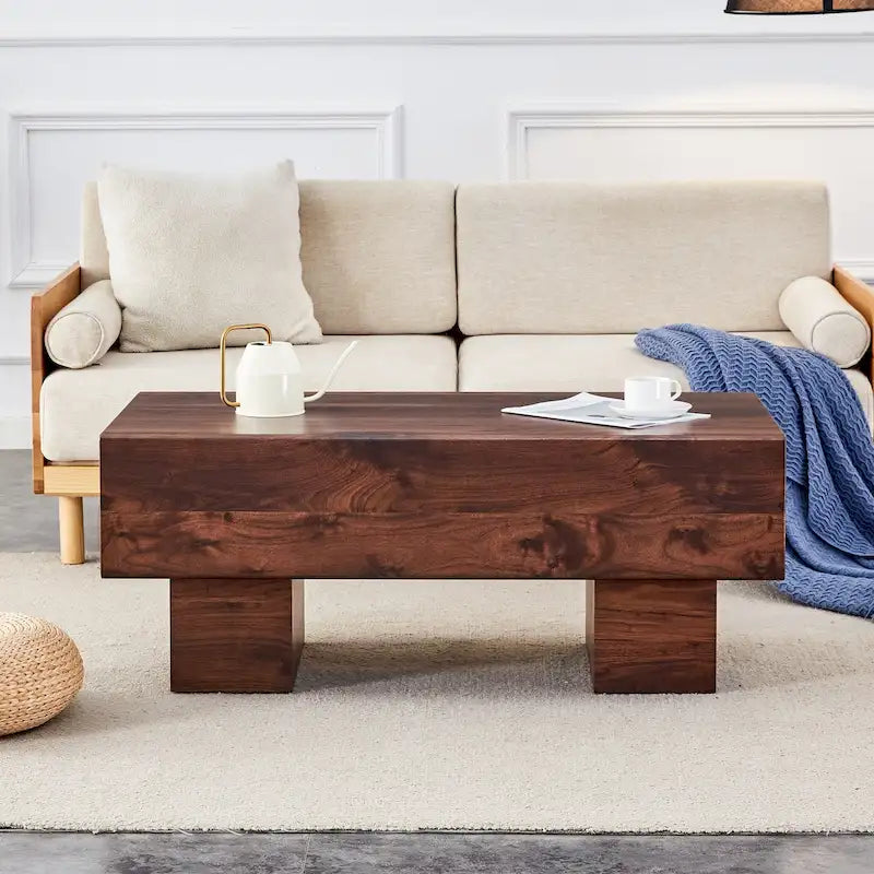 Modern MDF Coffee Table with Textured Finish – Multiple Colors, Sturdy Legs