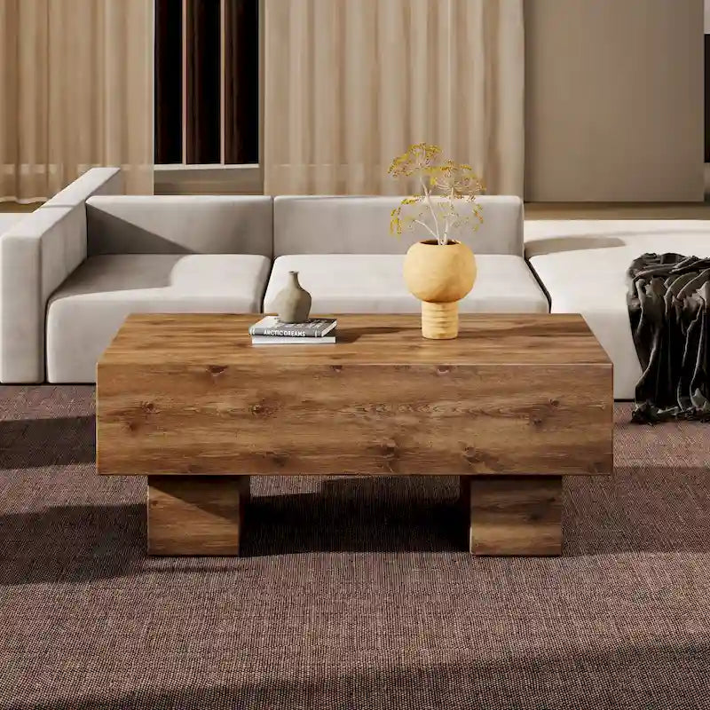 Modern MDF Coffee Table with Textured Finish – Multiple Colors, Sturdy Legs