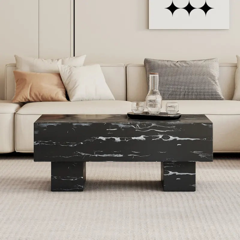 Modern MDF Coffee Table with Textured Finish – Multiple Colors, Sturdy Legs