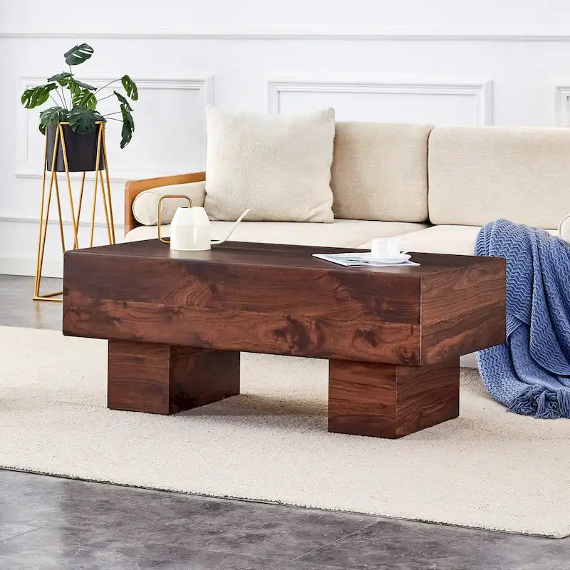 Modern MDF Coffee Table with Textured Finish – Multiple Colors, Sturdy Legs