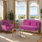 2-Piece Modern Velvet Living Room Set – Armchair & Double Cushion Couch