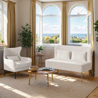 2-Piece Modern Velvet Living Room Set – Armchair & Double Cushion Couch