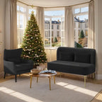 2-Piece Modern Velvet Living Room Set – Armchair & Double Cushion Couch