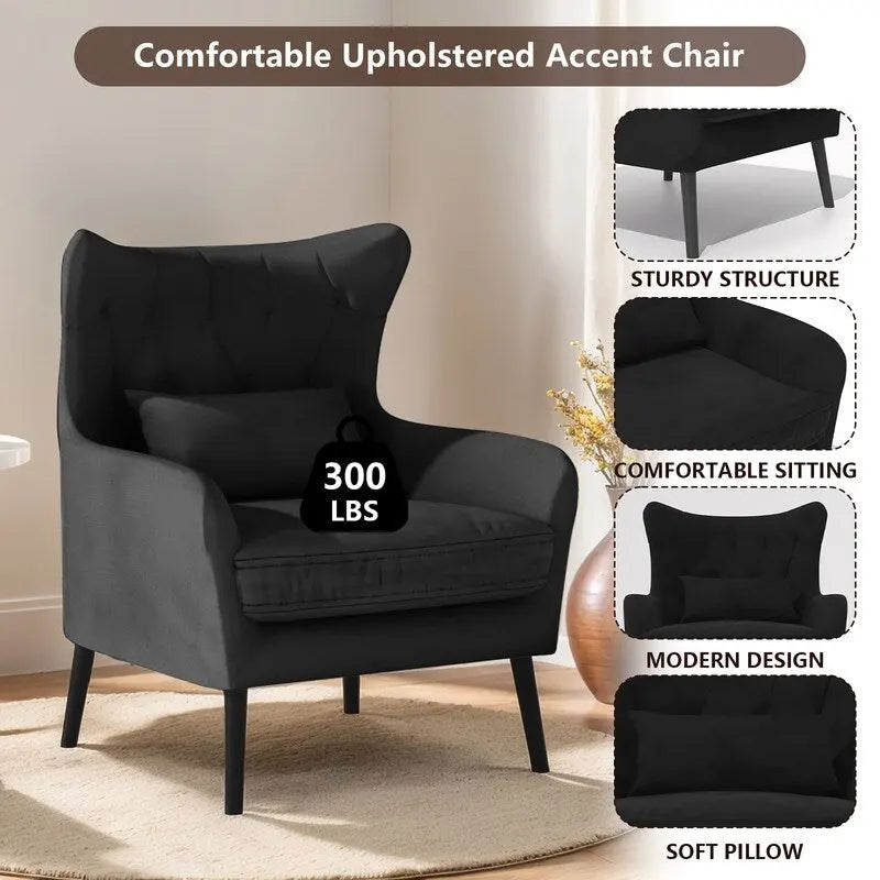 2-Piece Modern Velvet Living Room Set – Armchair & Double Cushion Couch