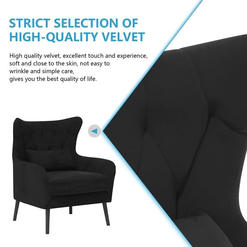 2-Piece Modern Velvet Living Room Set – Armchair & Double Cushion Couch