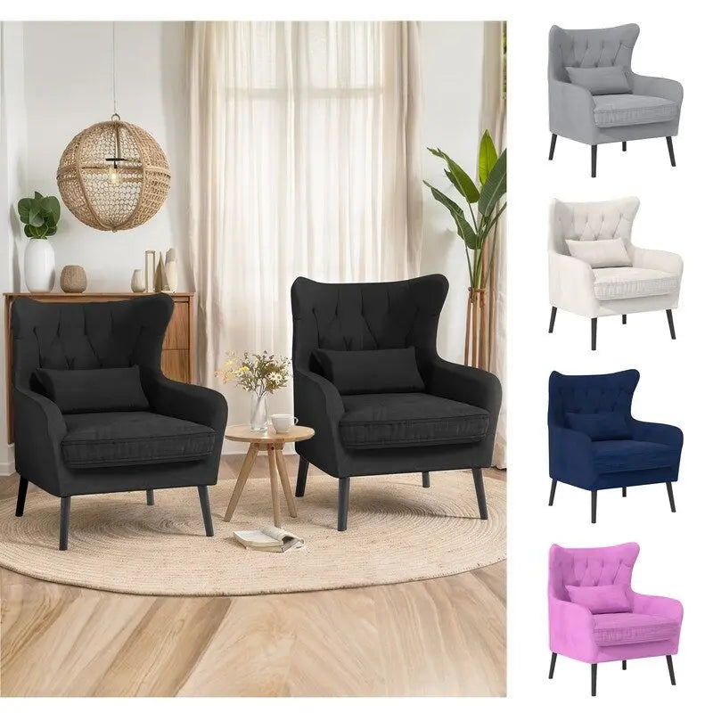 2-Piece Modern Velvet Living Room Set – Armchair & Double Cushion Couch