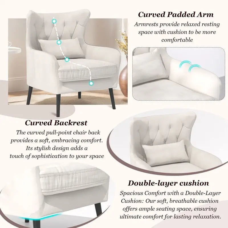 2-Piece Modern Velvet Living Room Set – Armchair & Double Cushion Couch