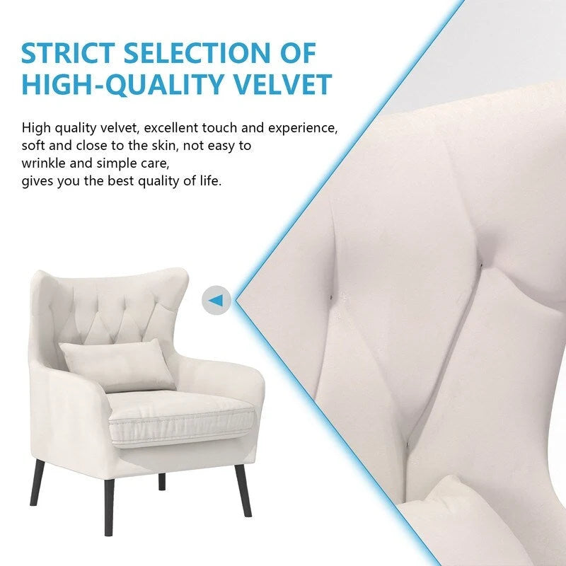 2-Piece Modern Velvet Living Room Set – Armchair & Double Cushion Couch