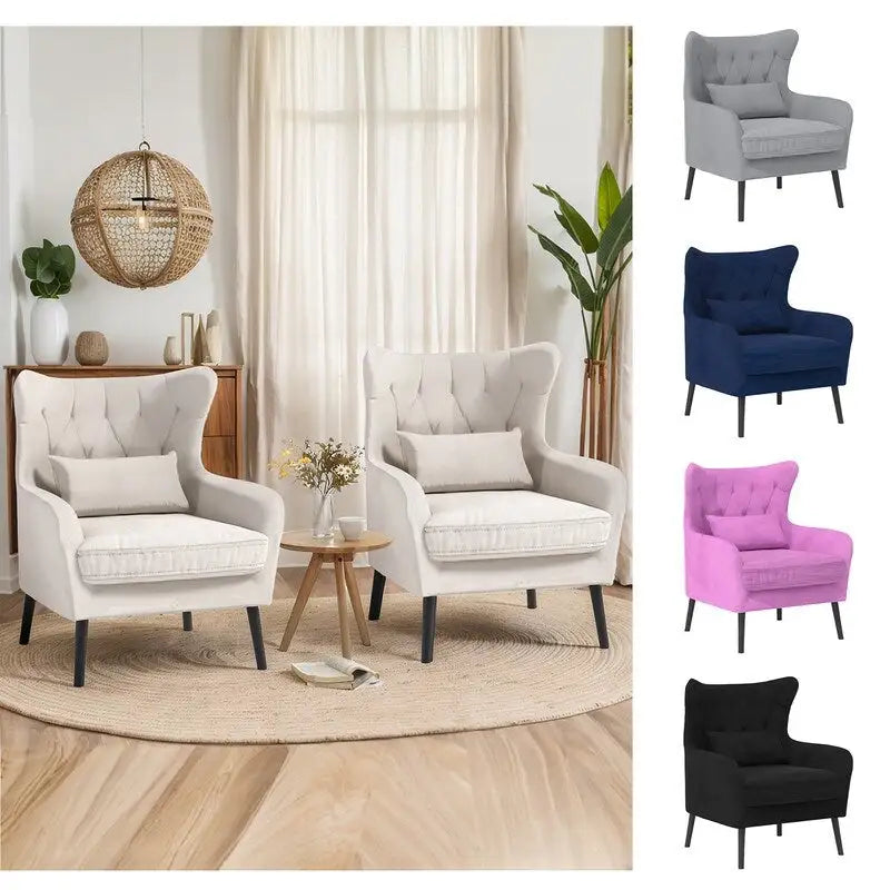 2-Piece Modern Velvet Living Room Set – Armchair & Double Cushion Couch