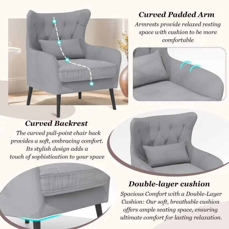 2-Piece Modern Velvet Living Room Set – Armchair & Double Cushion Couch