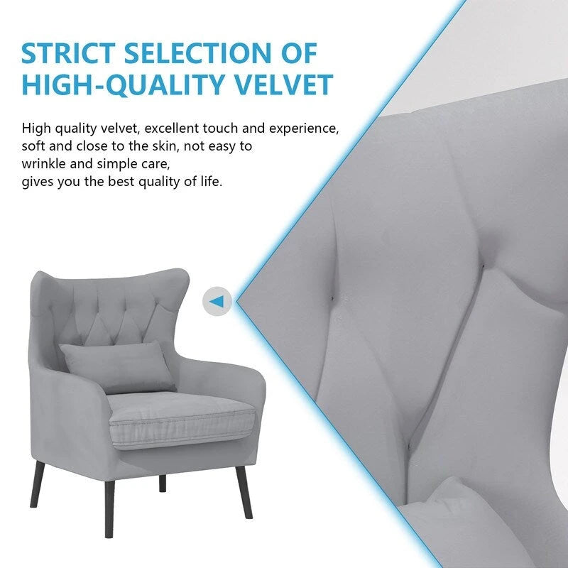 2-Piece Modern Velvet Living Room Set – Armchair & Double Cushion Couch