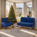 2-Piece Modern Velvet Living Room Set – Armchair & Double Cushion Couch