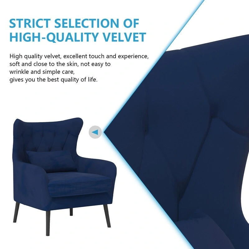 2-Piece Modern Velvet Living Room Set – Armchair & Double Cushion Couch