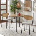 3-Piece Modern Round Dining Set – 37-Inch Two-Tone Table with Upholstered Chairs, Light Oak
