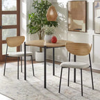 3-Piece Modern Round Dining Set – 37-Inch Two-Tone Table with Upholstered Chairs, Light Oak