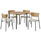3-Piece Modern Round Dining Set – 37-Inch Two-Tone Table with Upholstered Chairs, Light Oak
