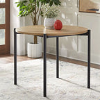 3-Piece Modern Round Dining Set – 37-Inch Two-Tone Table with Upholstered Chairs, Light Oak