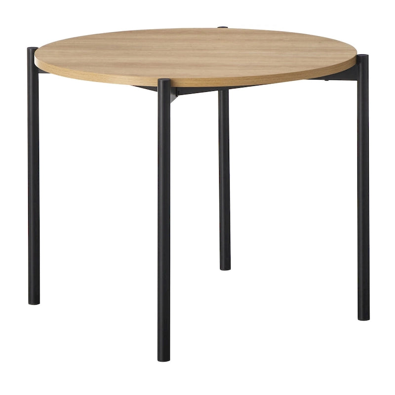 3-Piece Modern Round Dining Set – 37-Inch Two-Tone Table with Upholstered Chairs, Light Oak