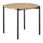 3-Piece Modern Round Dining Set – 37-Inch Two-Tone Table with Upholstered Chairs, Light Oak