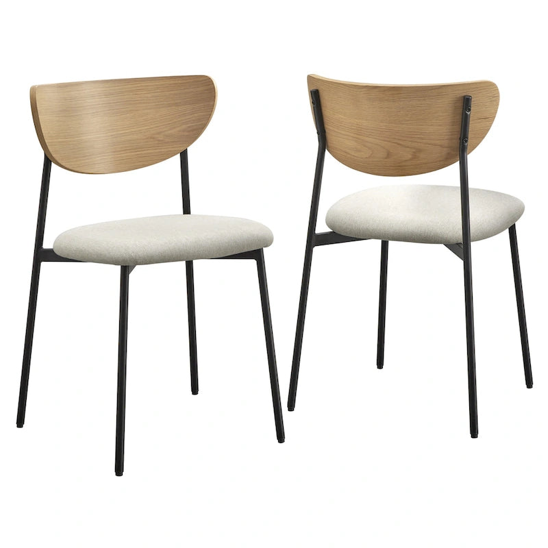 3-Piece Modern Round Dining Set – 37-Inch Two-Tone Table with Upholstered Chairs, Light Oak