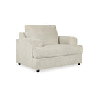 Beige Chenille Oversized Chair & Ottoman Set, 2-Piece Contemporary Upholstery, 52"W x 40"D x 39"H