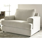 Beige Chenille Oversized Chair & Ottoman Set, 2-Piece Contemporary Upholstery, 52"W x 40"D x 39"H