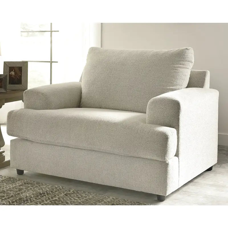 Beige Chenille Oversized Chair & Ottoman Set, 2-Piece Contemporary Upholstery, 52"W x 40"D x 39"H