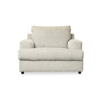 Beige Chenille Oversized Chair & Ottoman Set, 2-Piece Contemporary Upholstery, 52"W x 40"D x 39"H