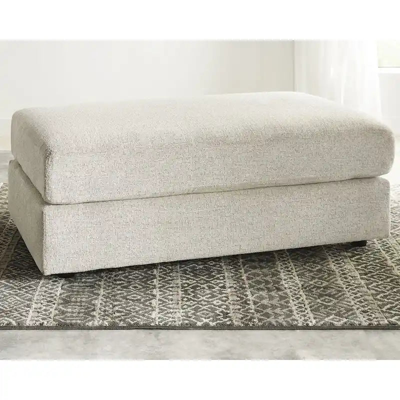 Beige Chenille Oversized Chair & Ottoman Set, 2-Piece Contemporary Upholstery, 52"W x 40"D x 39"H