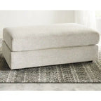 Beige Chenille Oversized Chair & Ottoman Set, 2-Piece Contemporary Upholstery, 52"W x 40"D x 39"H