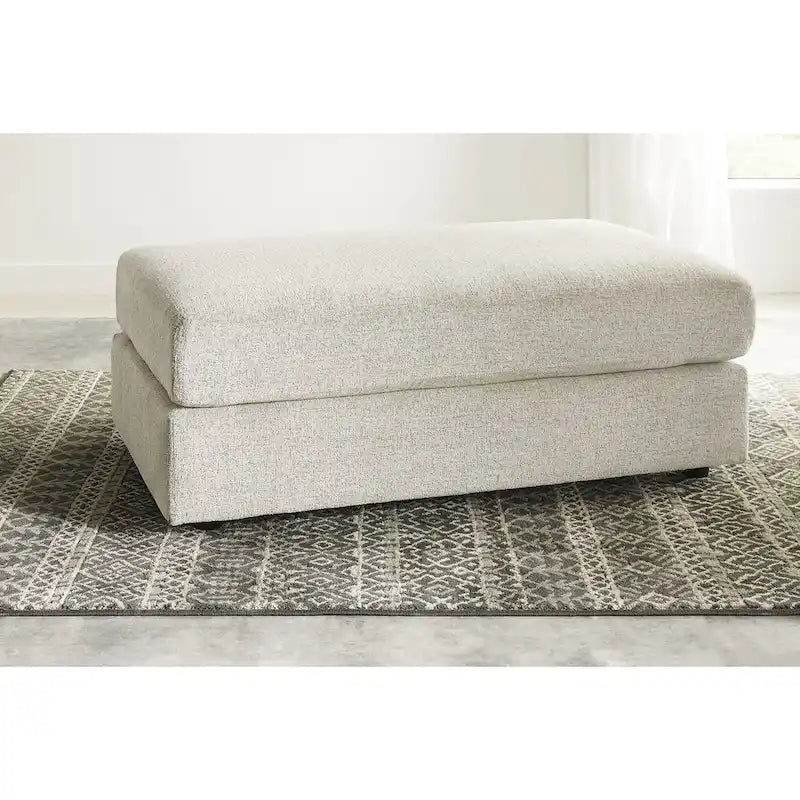 Beige Chenille Oversized Chair & Ottoman Set, 2-Piece Contemporary Upholstery, 52"W x 40"D x 39"H