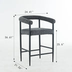 Modern Boucle Bar Stools Set of 2,Counter Height with Metal Frame & Armrests for Kitchen Island, Dining Room