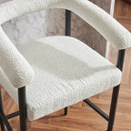 Modern Boucle Bar Stools Set of 2,Counter Height with Metal Frame & Armrests for Kitchen Island, Dining Room