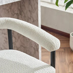 Modern Boucle Bar Stools Set of 2,Counter Height with Metal Frame & Armrests for Kitchen Island, Dining Room