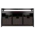 4 Pc Storage Bench 3 Foldable Woven Baskets 37.5 Espresso Chocolate