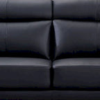 Justin Sofa, Black Top Grain Leather, Foam Cushions, Steel Legs, 80 Inch