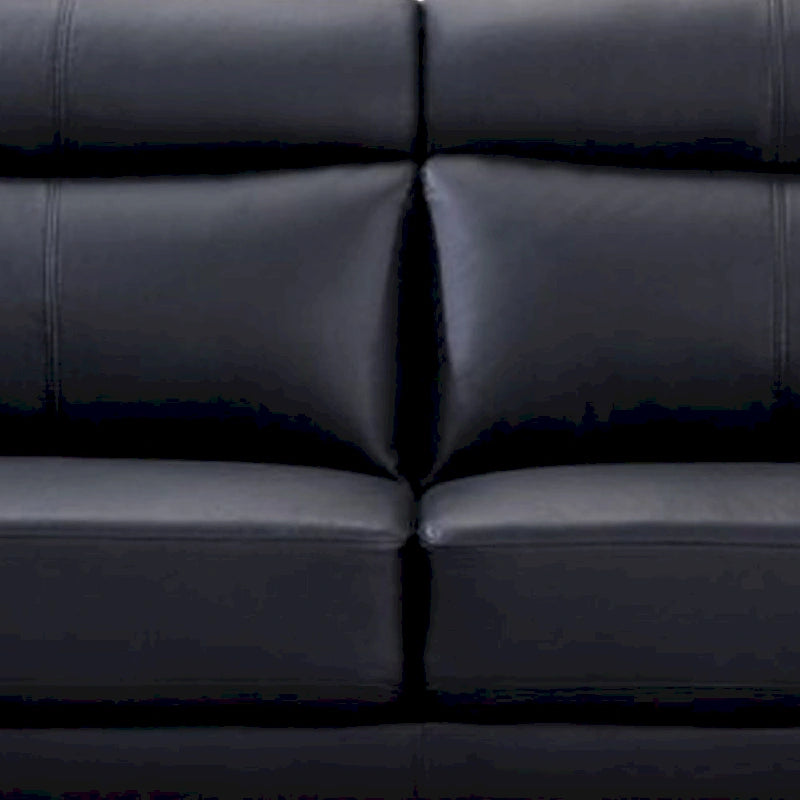 Justin Sofa, Black Top Grain Leather, Foam Cushions, Steel Legs, 80 Inch