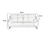 Justin Sofa, Black Top Grain Leather, Foam Cushions, Steel Legs, 80 Inch