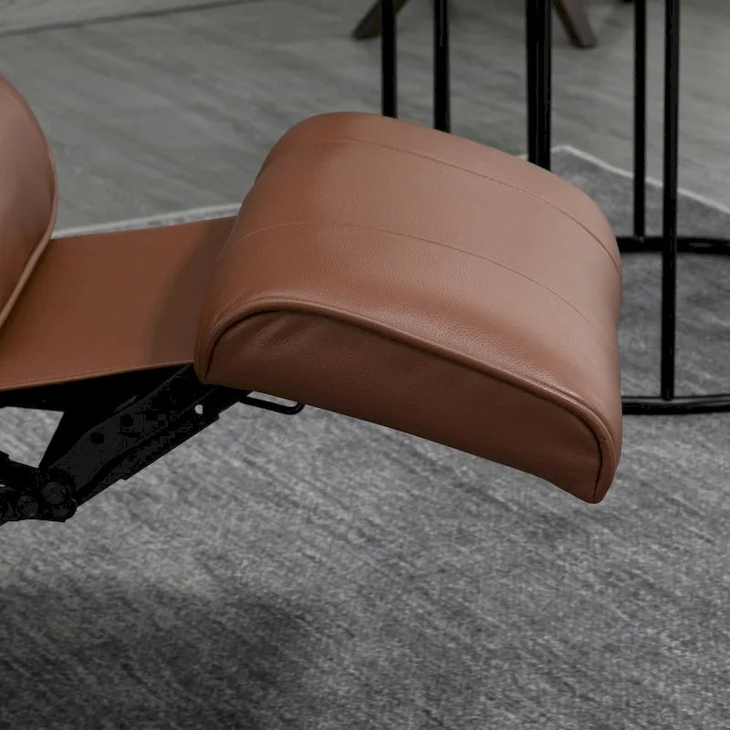 PU Leather Manual Recliner Chair Modern Lounge Chair Adjustable Swivel Armchair Chair with Wood Base and Footrest