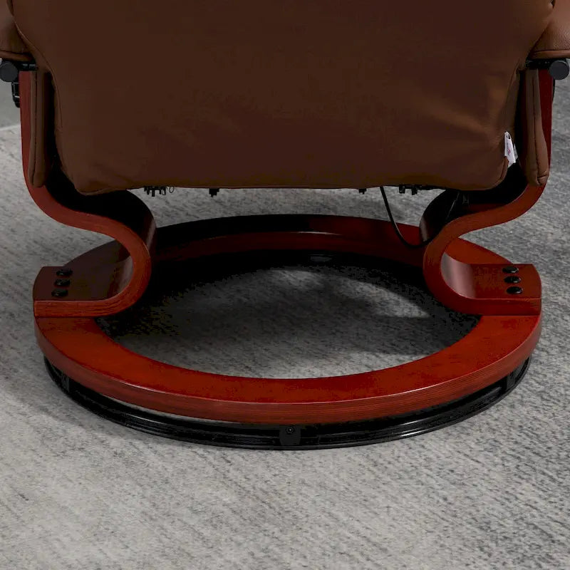 PU Leather Manual Recliner Chair Modern Lounge Chair Adjustable Swivel Armchair Chair with Wood Base and Footrest