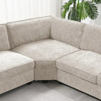 U-Shaped Chenille Sectional Sofa with Cup Holders on Armrests – Corner Couch Set