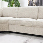 U-Shaped Chenille Sectional Sofa with Cup Holders on Armrests – Corner Couch Set