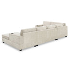 U-Shaped Chenille Sectional Sofa with Cup Holders on Armrests – Corner Couch Set