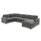 U-Shaped Chenille Sectional Sofa with Cup Holders on Armrests – Corner Couch Set