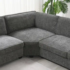 U-Shaped Chenille Sectional Sofa with Cup Holders on Armrests – Corner Couch Set